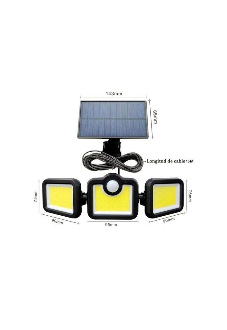 Foco Solar Triple Sensor Movimiento Control Remoto 171 COB LED-3