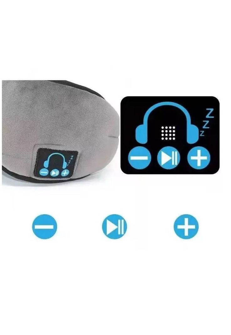 Máscara Antifaz Dormir Auriculares Música Bluetooth Gris-3