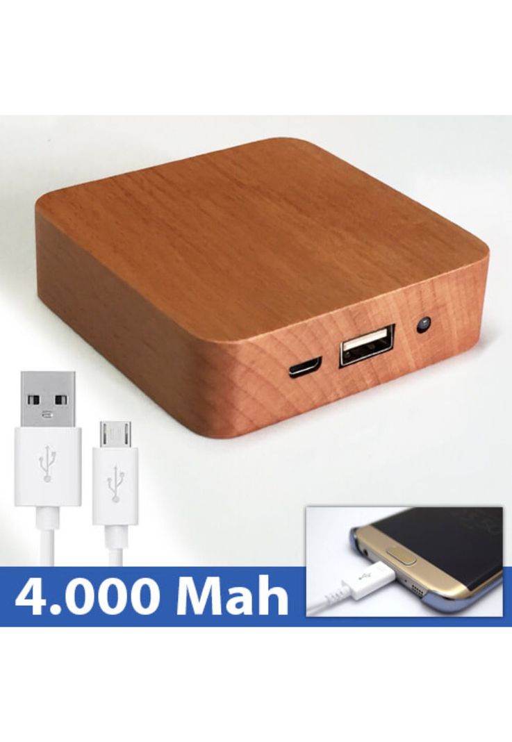 Power Bank Batería Externa Bambú Deluxe USB/micro USB-4