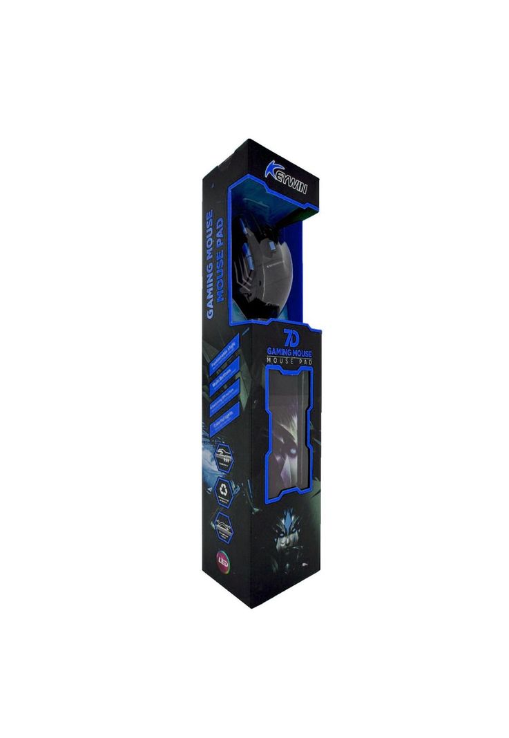 Kit Mouse Gamer Mousepad Ergonómico Azul-1