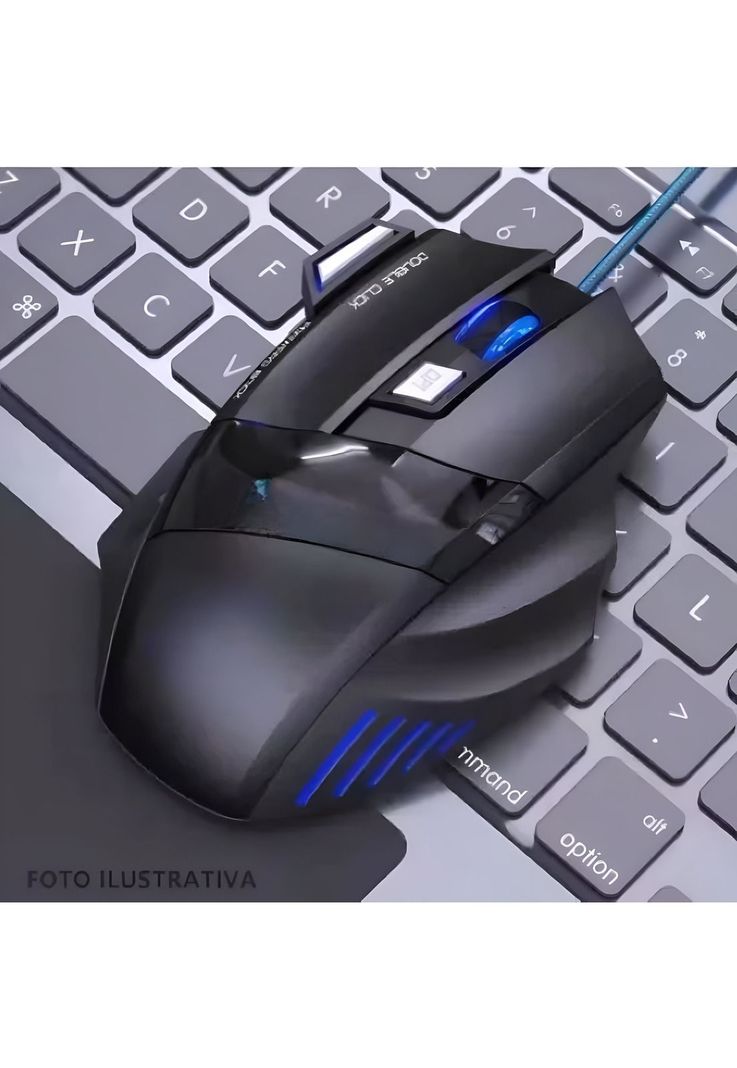 Kit Mouse Gamer Mousepad Ergonómico Azul-4