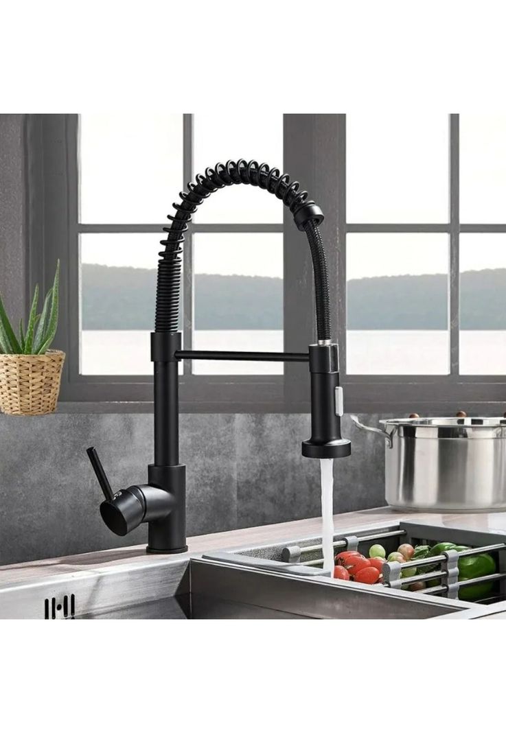 Llave Monomando Lavaplatos Profesional Resorte Negro-1