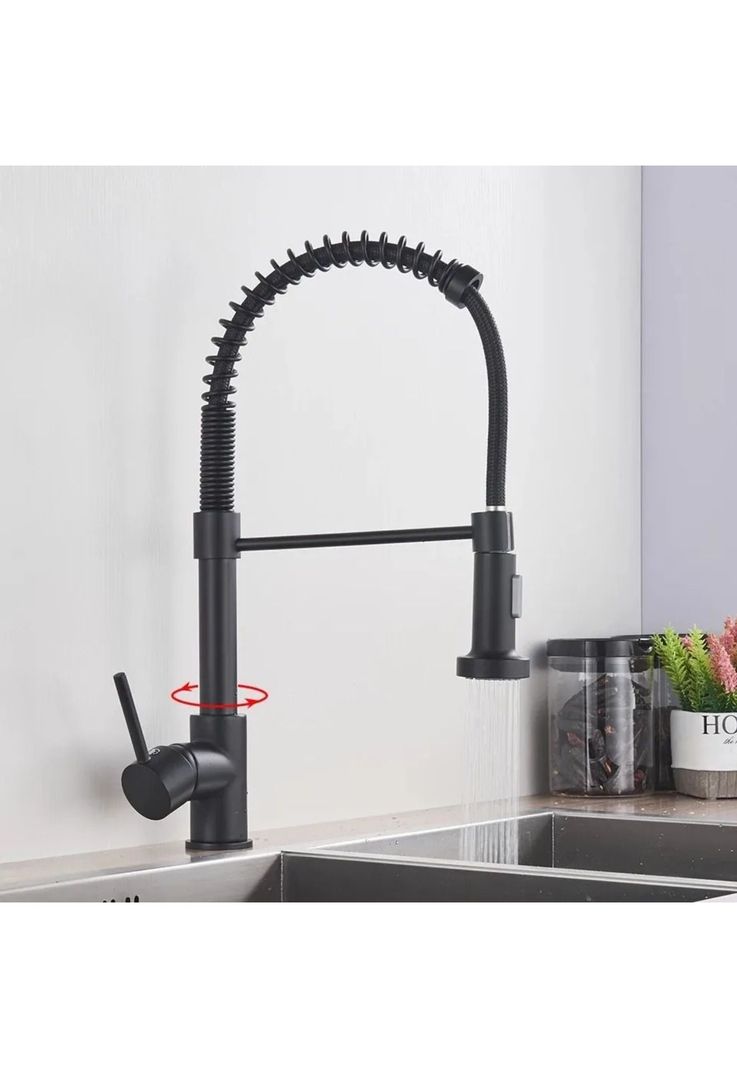 Llave Monomando Lavaplatos Profesional Resorte Negro-2