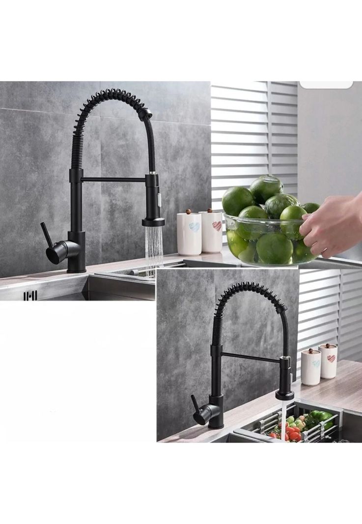 Llave Monomando Lavaplatos Profesional Resorte Negro-3