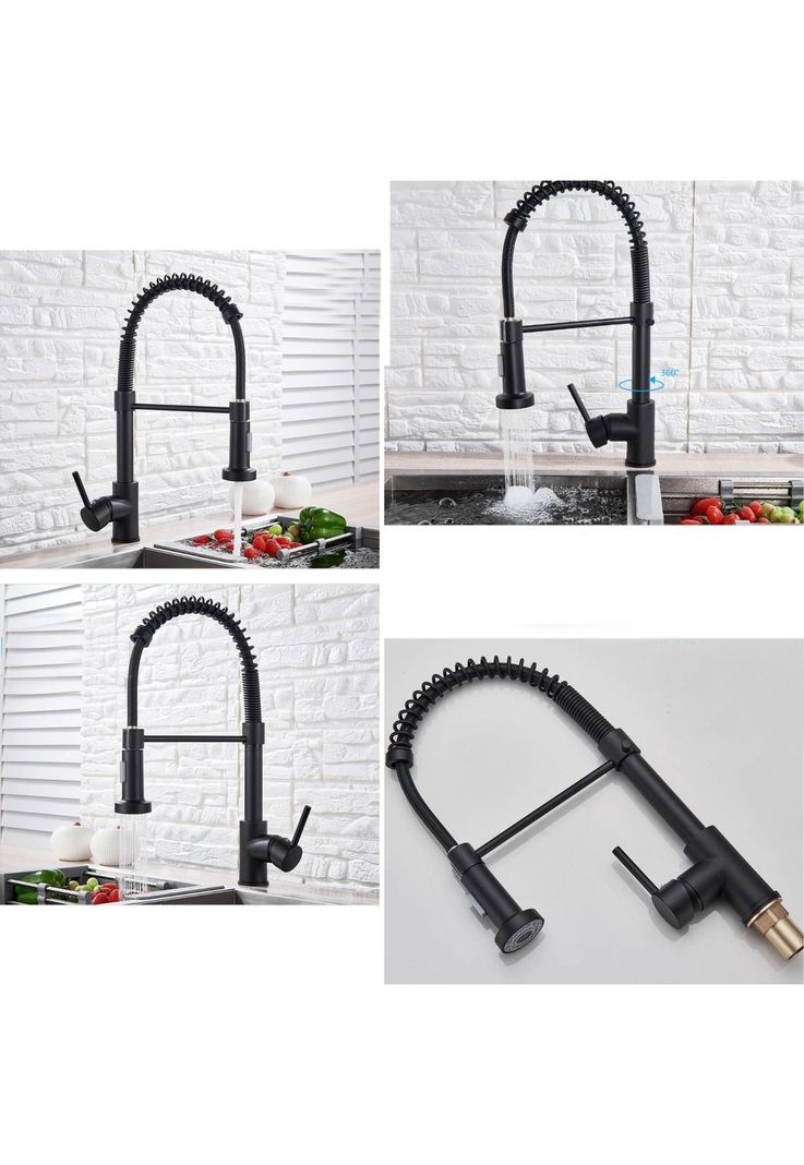 Llave Monomando Lavaplatos Profesional Resorte Negro-6