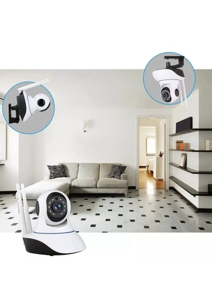 Cámara Seguridad IP Wifi 5 Antenas 360° Blanca-5