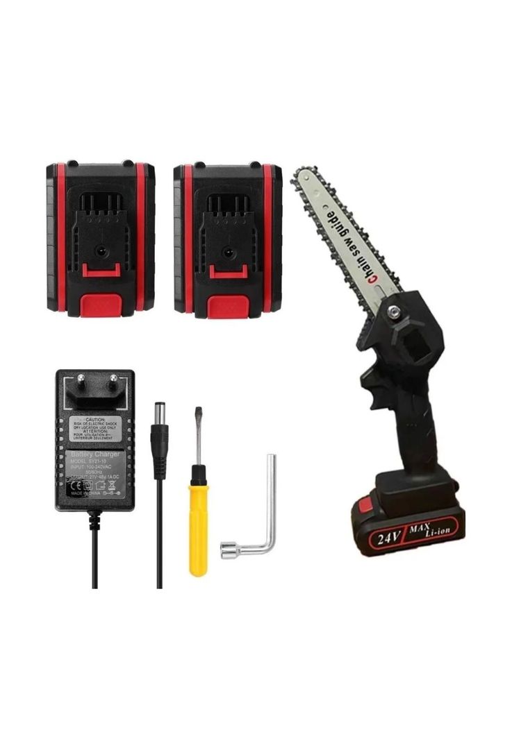 Mini Motosierra Inalámbrica Poda 6 Pulgadas + 2 Baterías-1