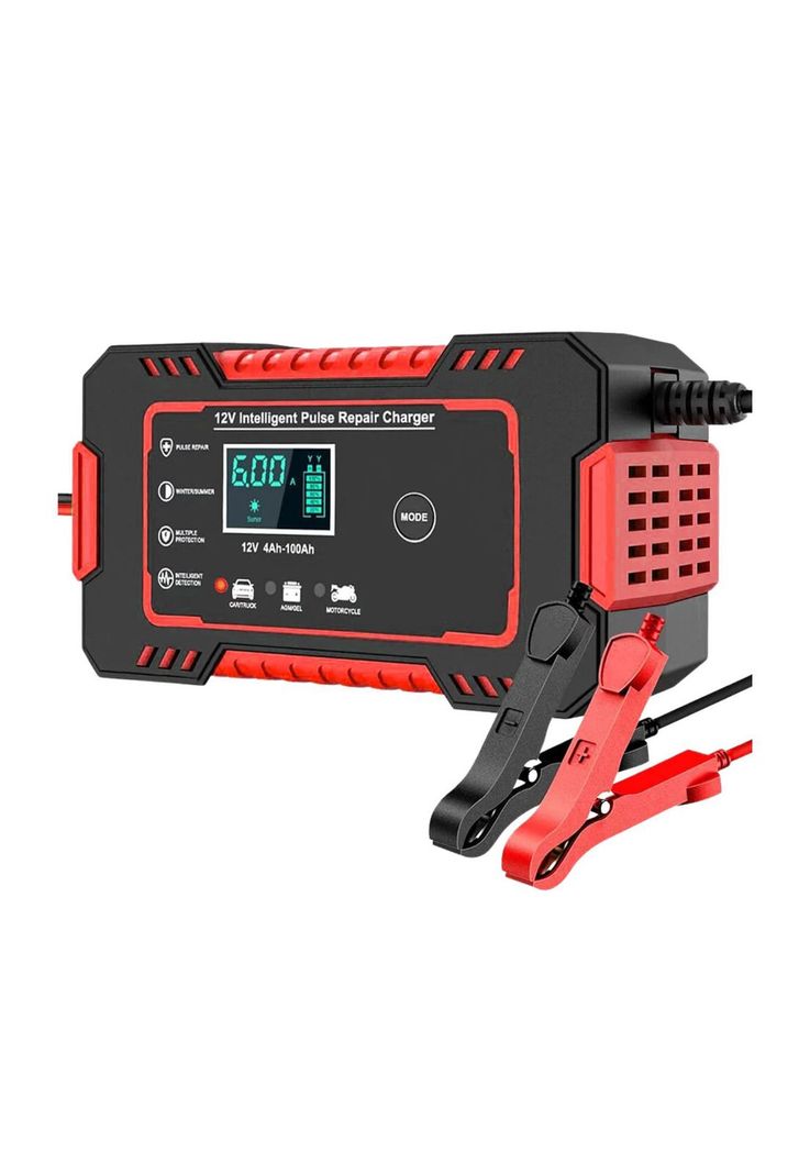 Cargador Batería Automóvil 6 AMP Monitor Carga Inteligente 12 V Rojo-0