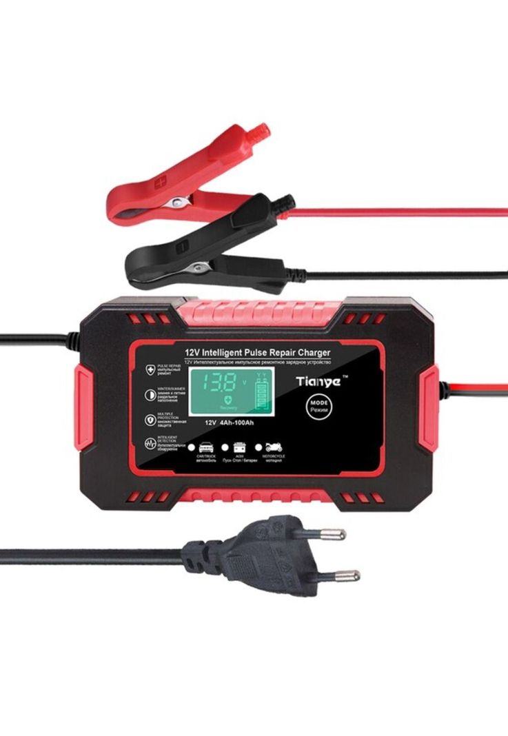 Cargador Batería Automóvil 6 AMP Monitor Carga Inteligente 12 V Rojo-1