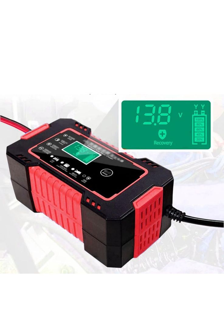 Cargador Batería Automóvil 6 AMP Monitor Carga Inteligente 12 V Rojo-4