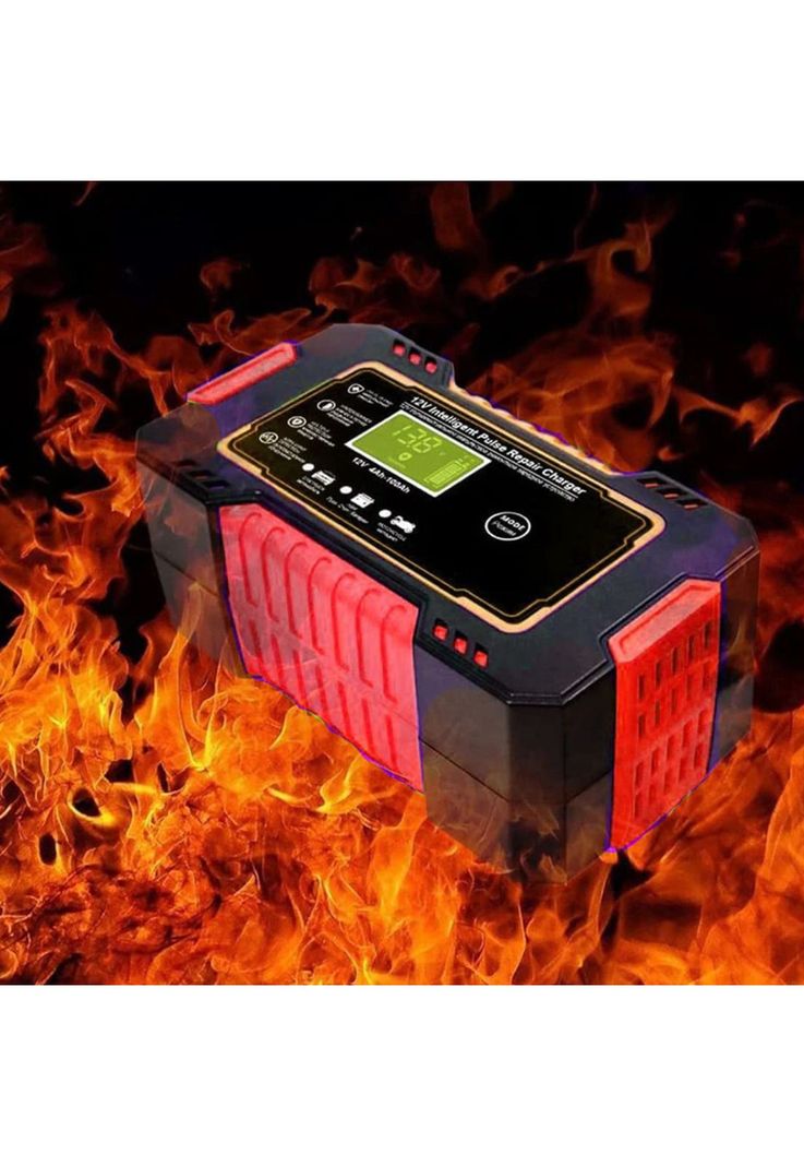 Cargador Batería Automóvil 6 AMP Monitor Carga Inteligente 12 V Rojo-6