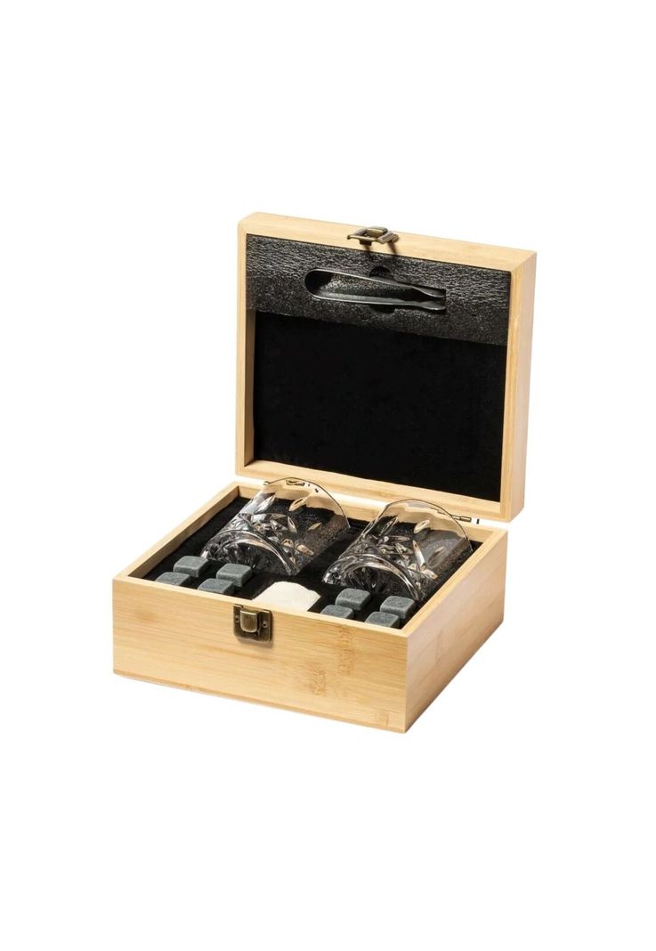 Set Whisky Utensilios Vasos Bambú Steger-0