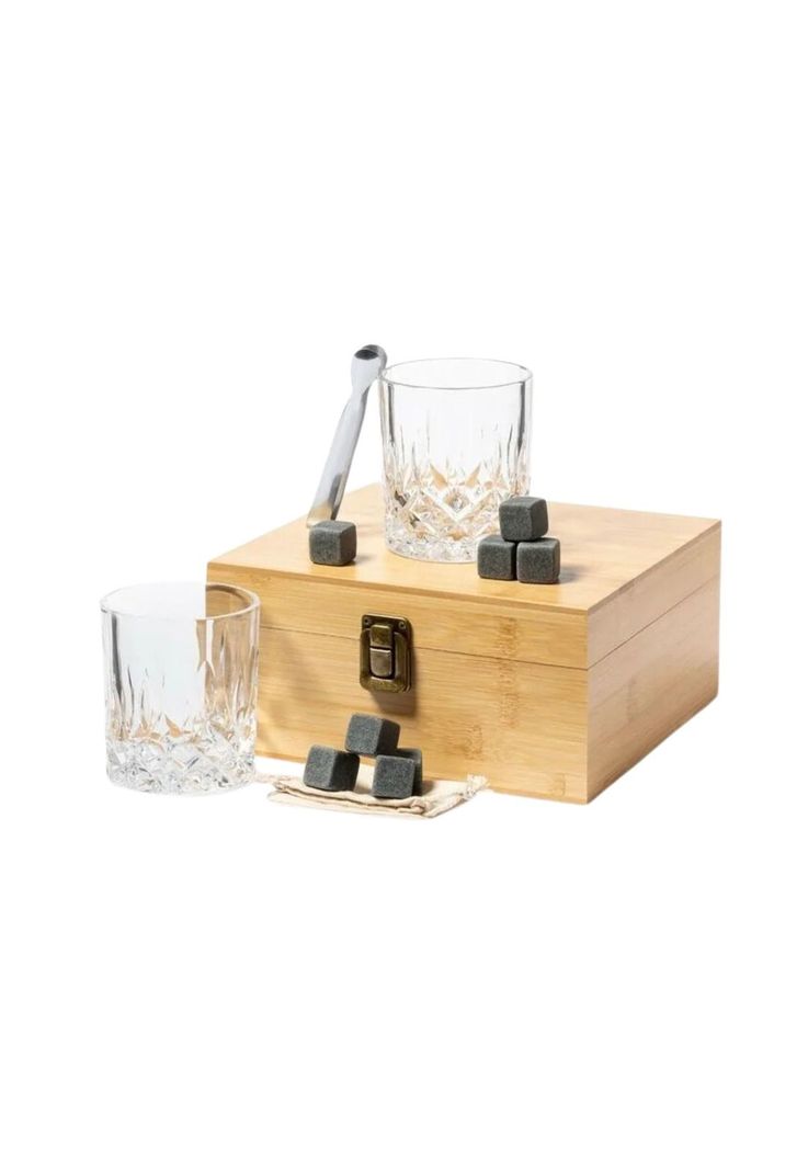 Set Whisky Utensilios Vasos Bambú Steger-1