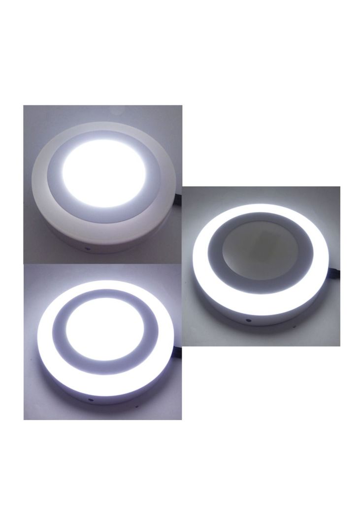 Foco LED Panel 18+6 Watt Dúo Luz Centro Aro Borde Blanco Sobrepuesto-3