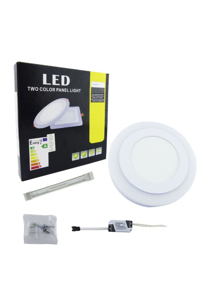 Foco LED Panel 18+6 Watt Dúo Luz Centro Aro Borde Blanco Sobrepuesto-4