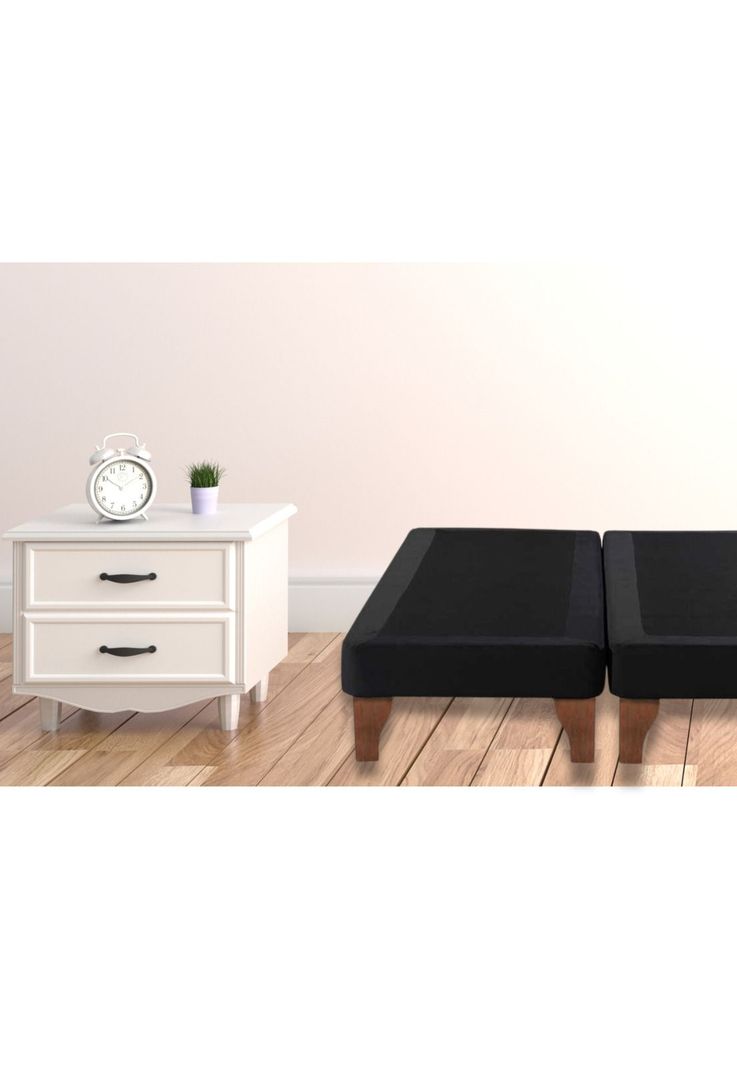 Base Dividida Cama Europea King 200x180 CM Negro Felpa-4