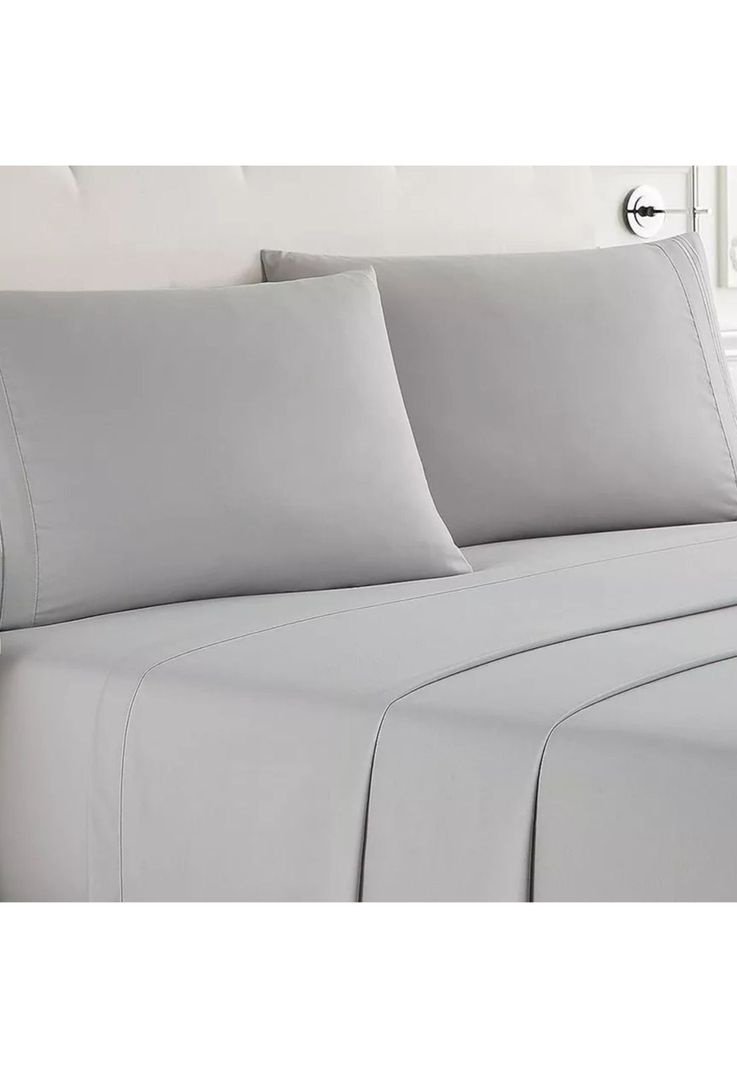 Juego Sábanas Hotel Ultra Suave Microfibra + 2 Fundas Bordadas King Gris-4