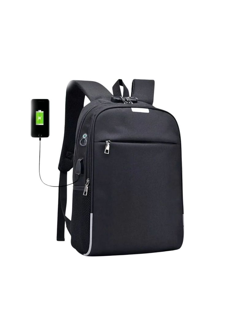 Mochila Notebook Impermeable USB Negro 46x30x15 CM-1