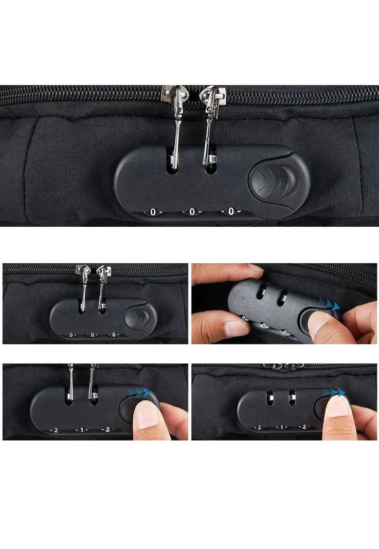 Mochila Notebook Impermeable USB Negro 46x30x15 CM-6
