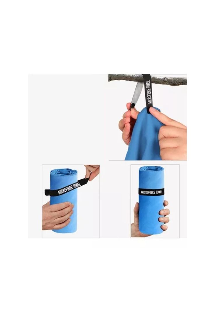 Set 3 Toallas Baño Viaje Microfibra Secado Rápido Celeste-5