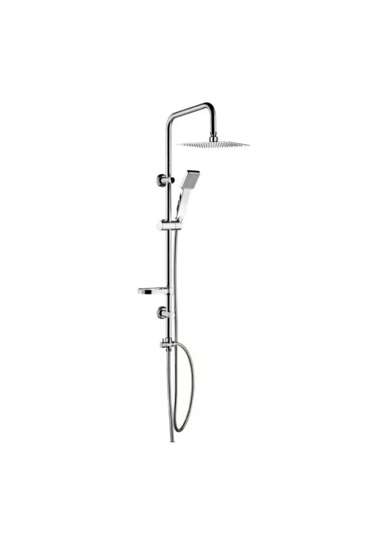Ducha Columna Llave Paso Cuadrada Acero-0