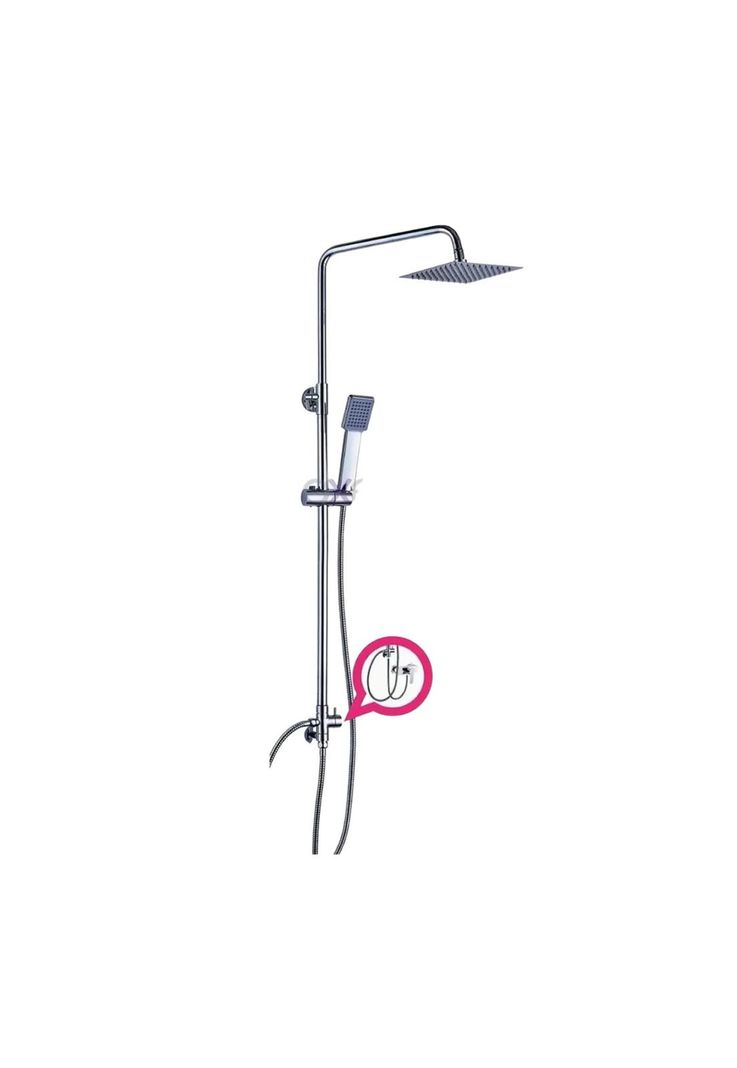 Ducha Columna Llave Paso Cuadrada Acero-1