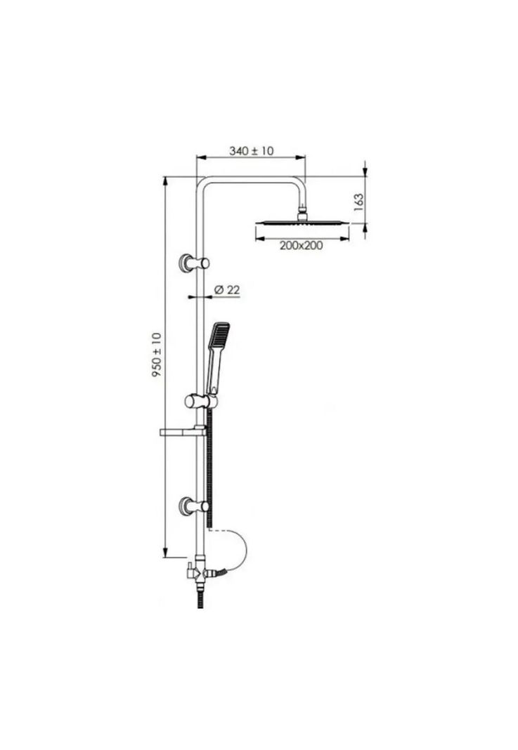Ducha Columna Llave Paso Cuadrada Acero-3