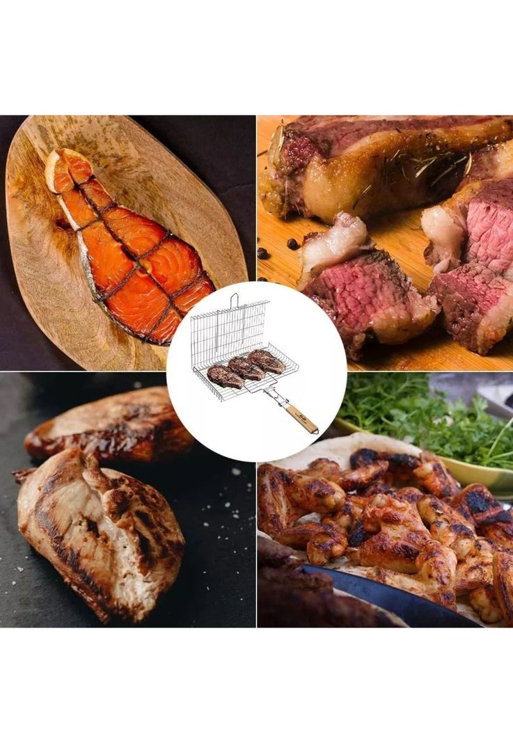 Rejilla Parrilla Doble Asador Pescados Verduras-3