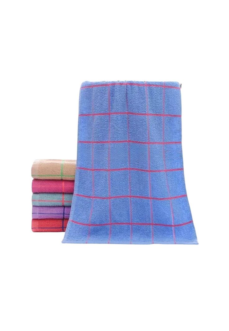 Set 12 Paños Cocina Fleco Cuadro 65G 60X40 CM Celeste-0