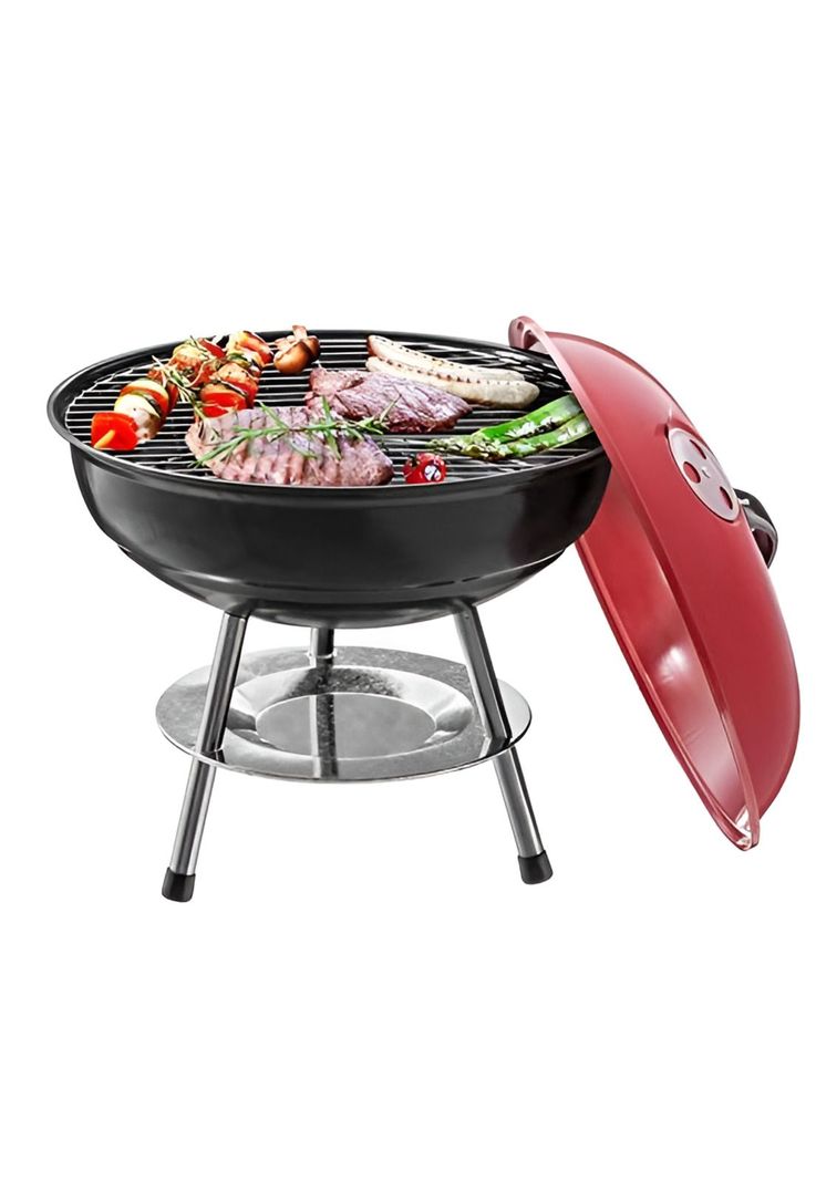 Parrilla Asado Carbón Redonda 36 CM Roja-3