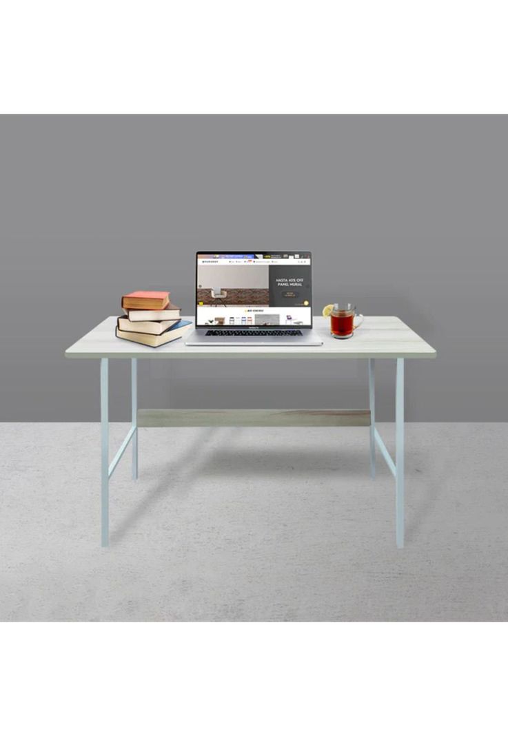 Escritorio Mueble Básico Madera Blanco Maple 100x72 CM-2