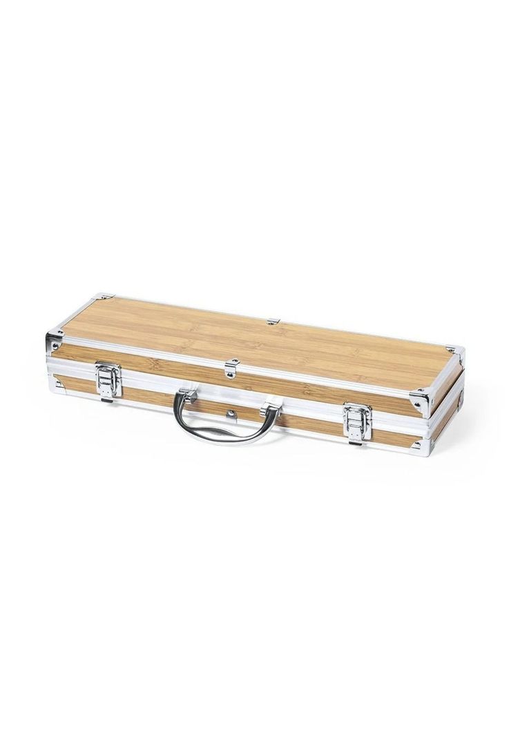 Set Maleta Parrillera 3 Accesorios Metal Bambú Lenvit-6