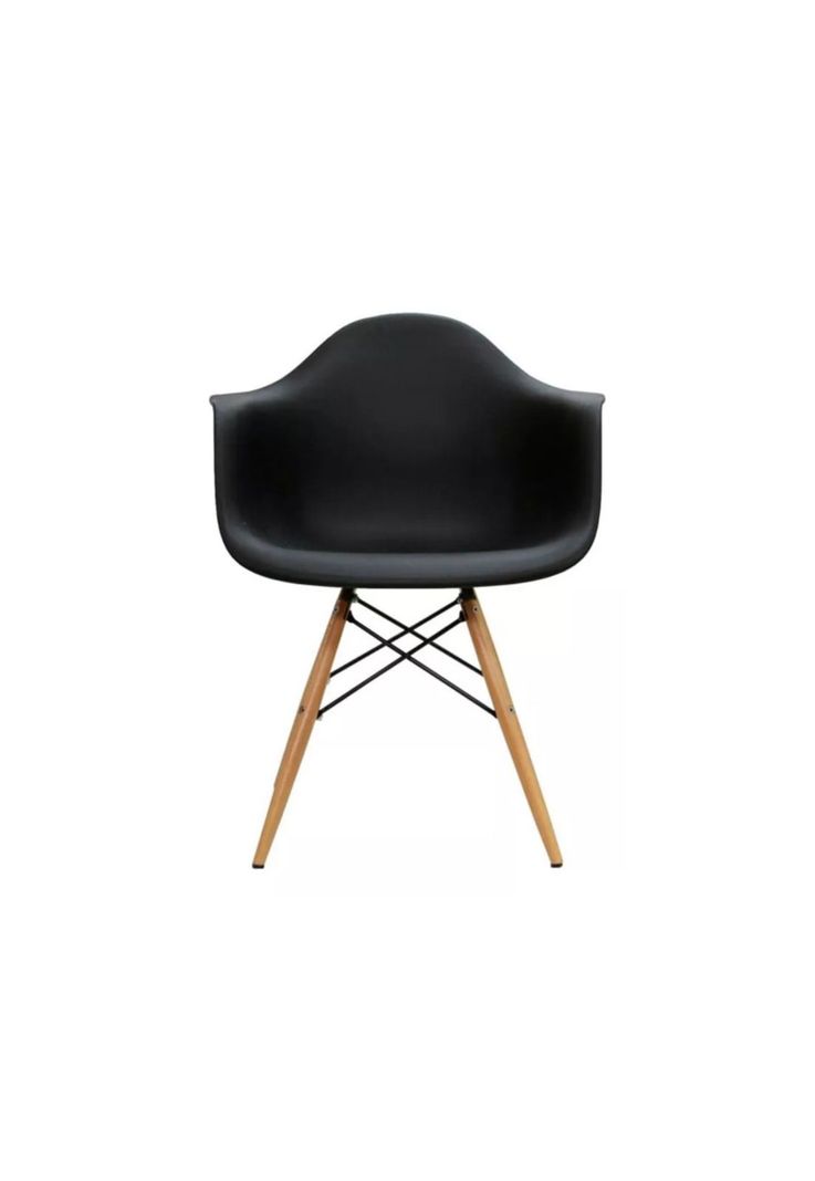 Silla Comedor Eames Hogar Butaca Estructura Color Negro-1