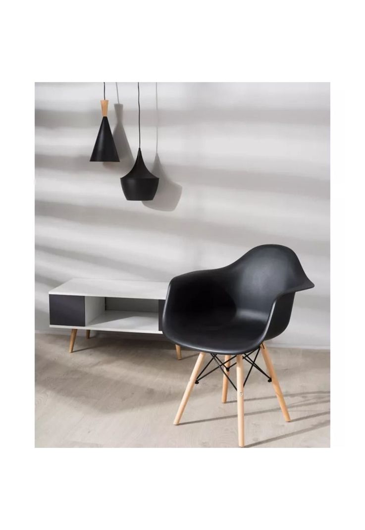 Silla Comedor Eames Hogar Butaca Estructura Color Negro-2