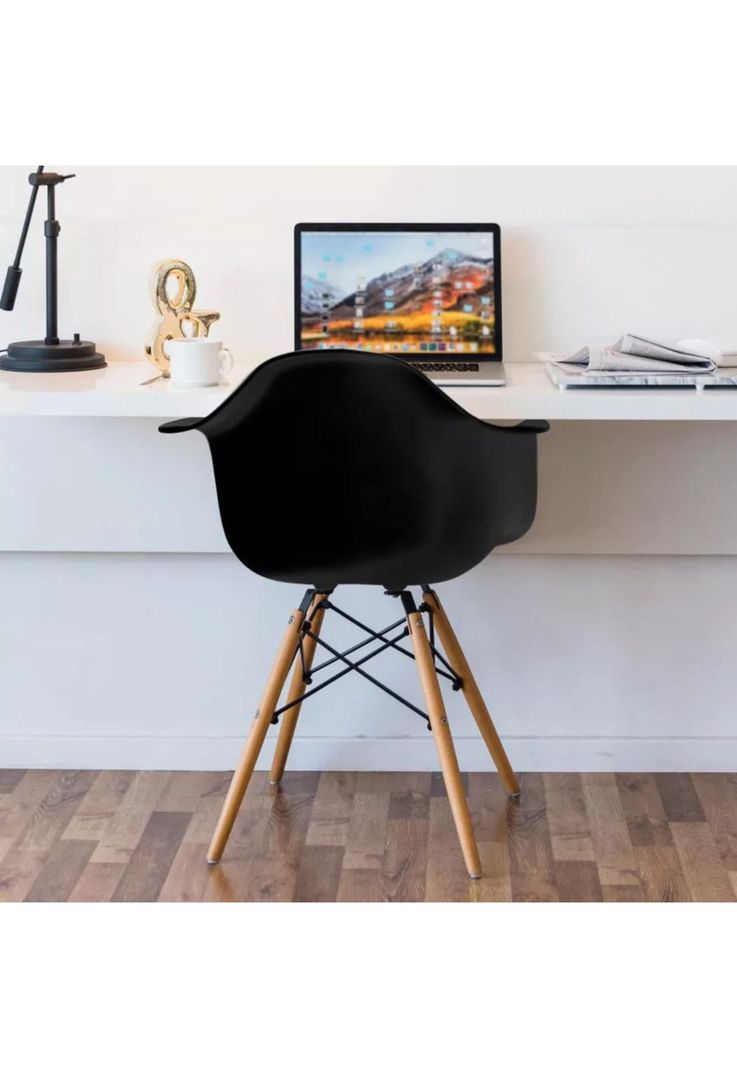Silla Comedor Eames Hogar Butaca Estructura Color Negro-3