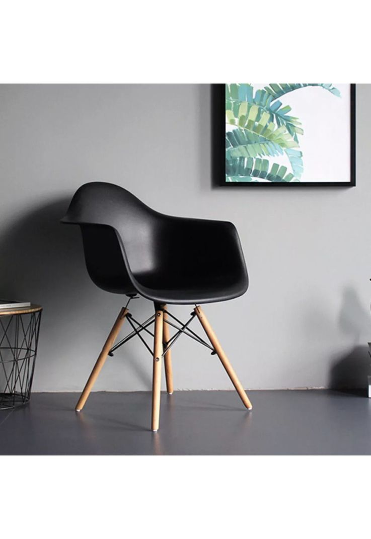 Silla Comedor Eames Hogar Butaca Estructura Color Negro-4