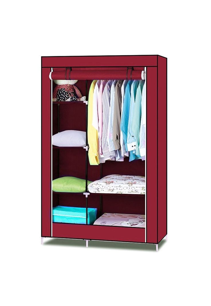 Closet Organizador Armable Tela 2 Cuerpos Wine Red 105x45x175 CM-1