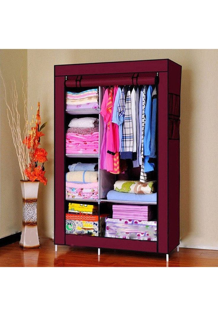 Closet Organizador Armable Tela 2 Cuerpos Wine Red 105x45x175 CM-4