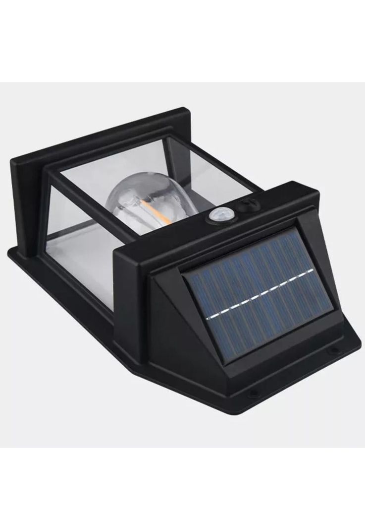Farol Foco Solar Pared Sensor Movimiento 3.2 V Luz Cálida Negro-1