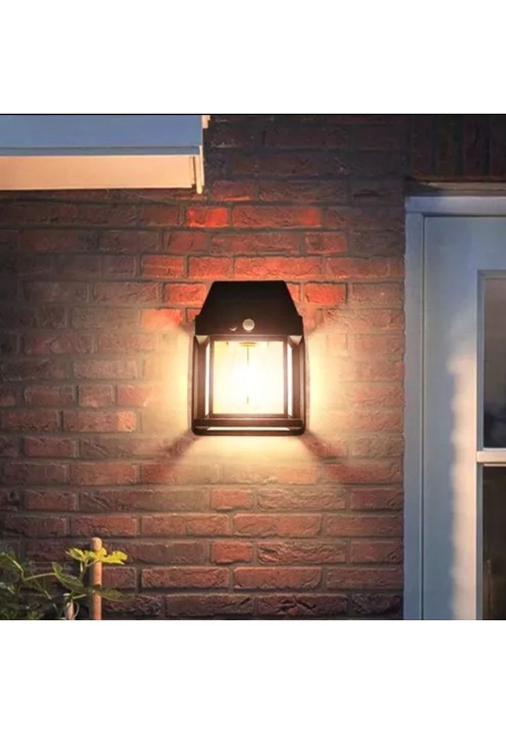Farol Foco Solar Pared Sensor Movimiento 3.2 V Luz Cálida Negro-2