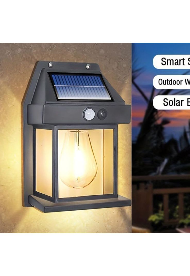 Farol Foco Solar Pared Sensor Movimiento 3.2 V Luz Cálida Negro-3