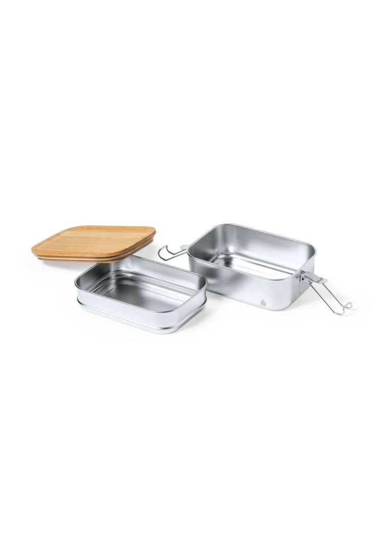 Contenedor Tupper Hermético Doble Acero Inox. Bambú Vinckers 940 ML-1