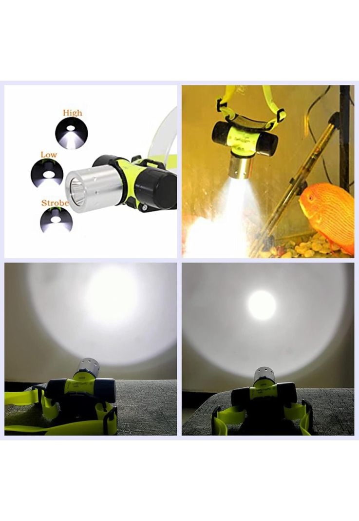 Linterna Frontal Profesional Buceo Verde-5