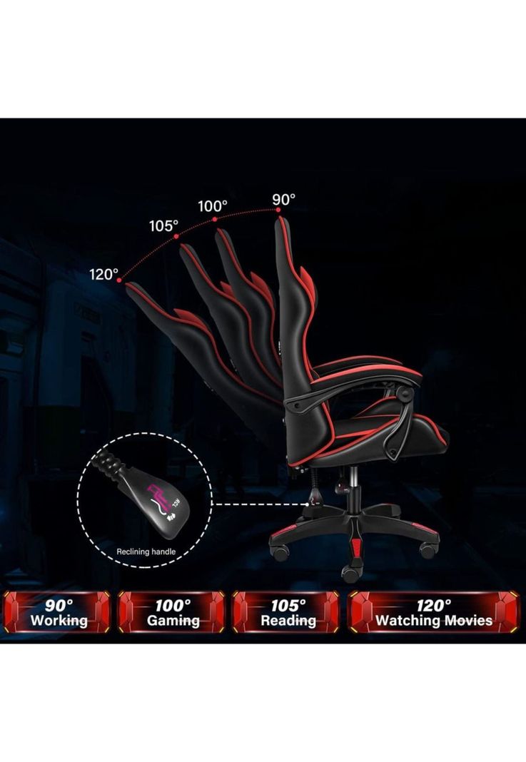 Silla Gamer Profesional Oficina Roja-4
