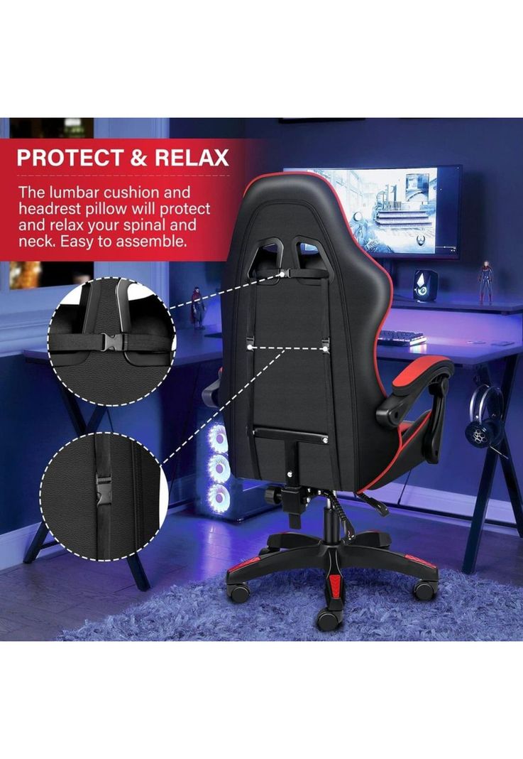 Silla Gamer Profesional Oficina Roja-5