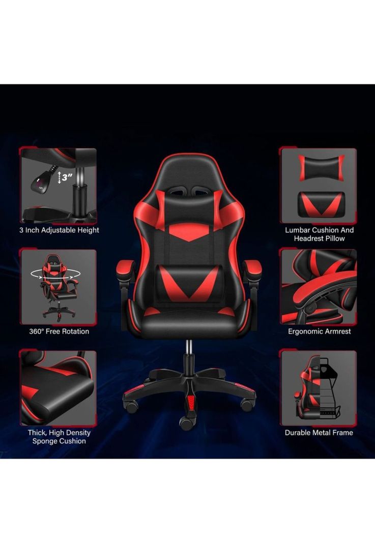 Silla Gamer Profesional Oficina Roja-6