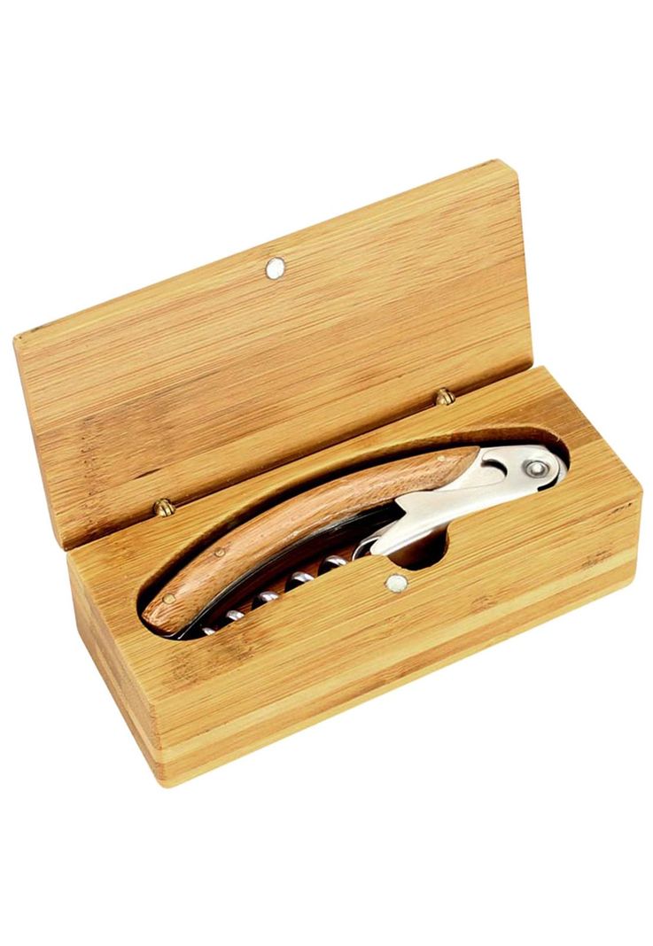 Caja Elegante Descorchador Vino Bambú Ecológico-0