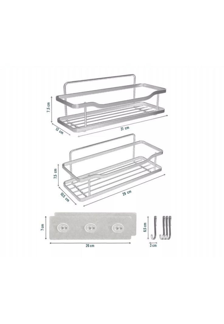 Organizador Ducha Baño Adhesivo 2 Repisas 13x31x7.5 CM Gris-1