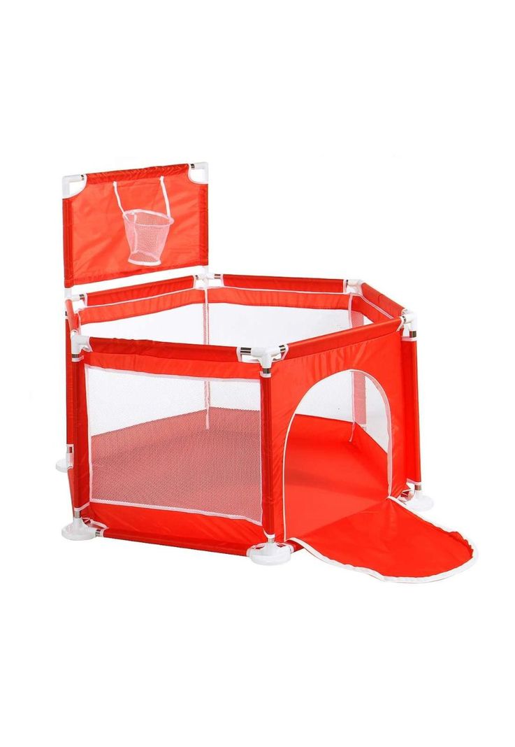 Piscina Corral Infantil Bebe Estimulación Pelotas 125x65 CM Rojo-2