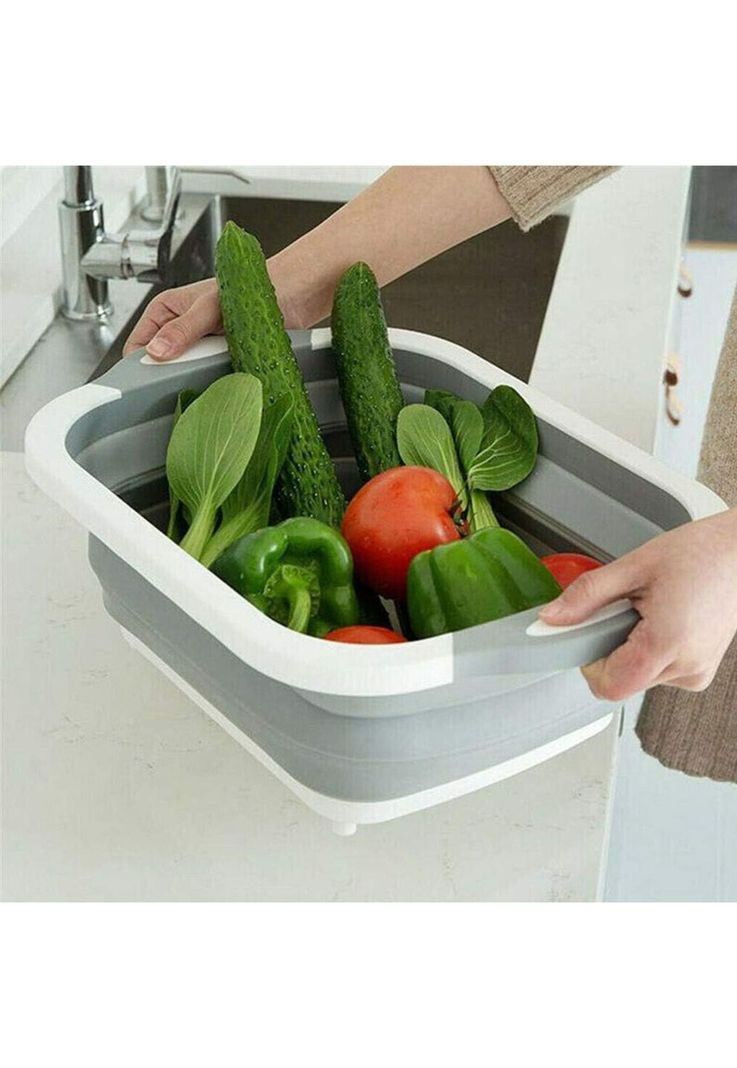 Tabla Cortar 3 En 1 Silicona Plegable Drenaje Cocina-4